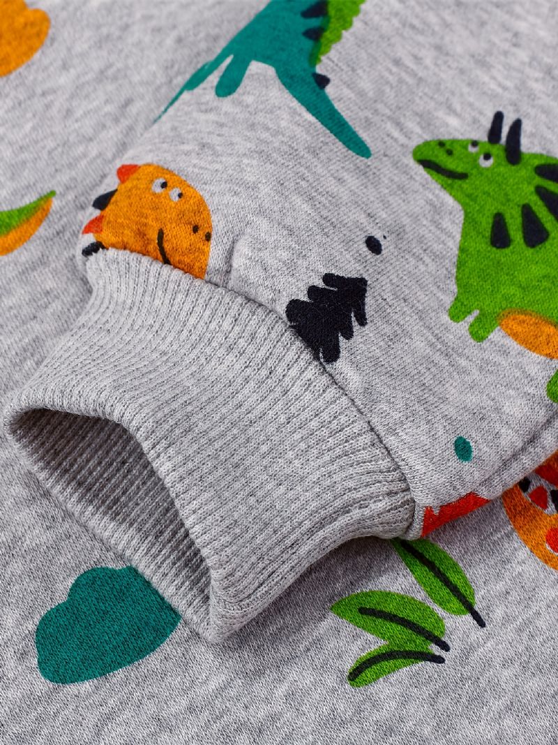 Baby Drenge Pullover Dinosaur Print Rundhals Langærmet Sweatshirt Børnetøj