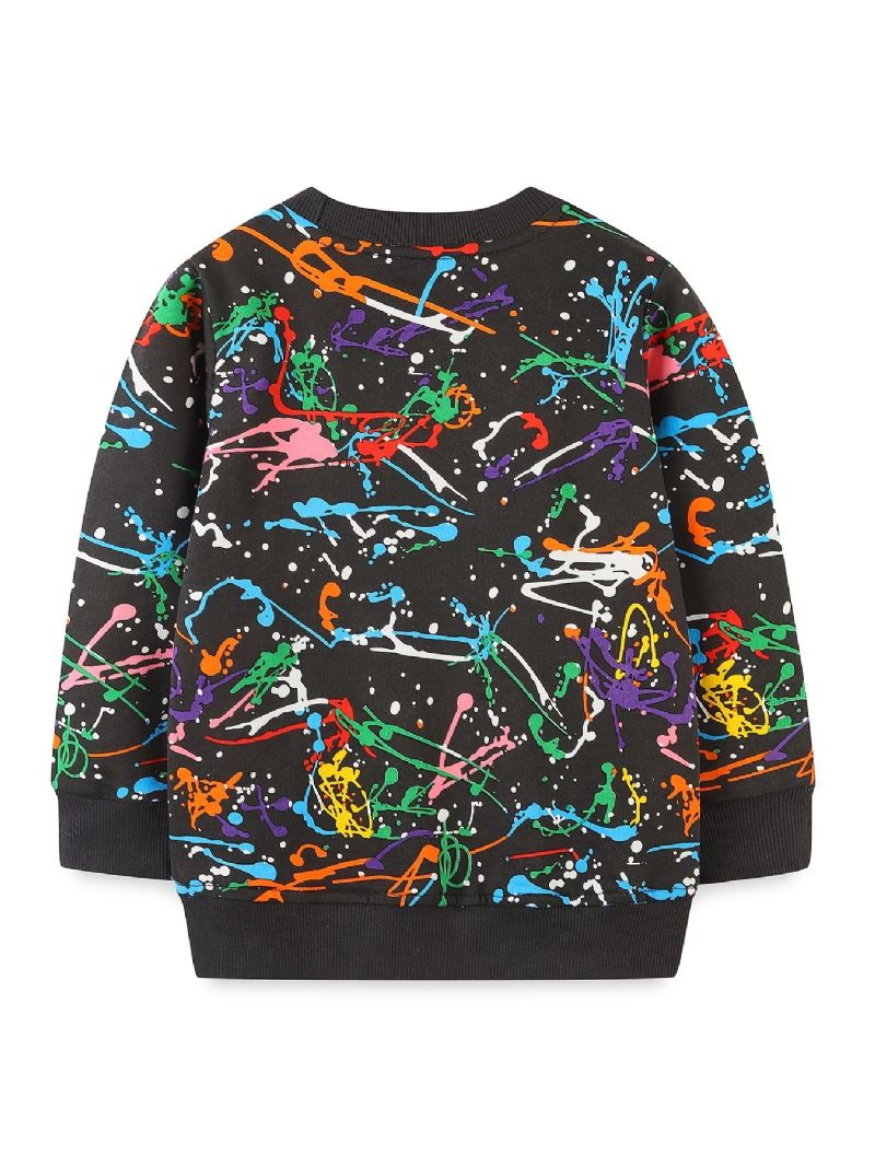 Baby Drenge Pullover Graffiti Print Rund Hals Langærmet Sweatshirt Overdele Børnetøj