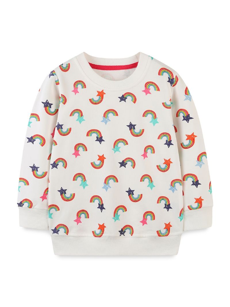 Baby Drenge Pullover Regnbuetryk Rundhals Langærmet Sweatshirt Overdele Børnetøj