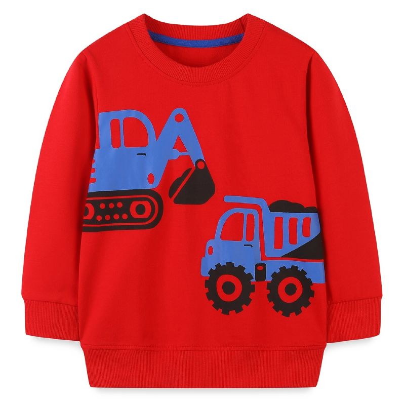 Baby Drenge Pullover Tegnefilm Gravemaskine Grafisk Rundhals Langærmet Sweatshirt Børnetøj