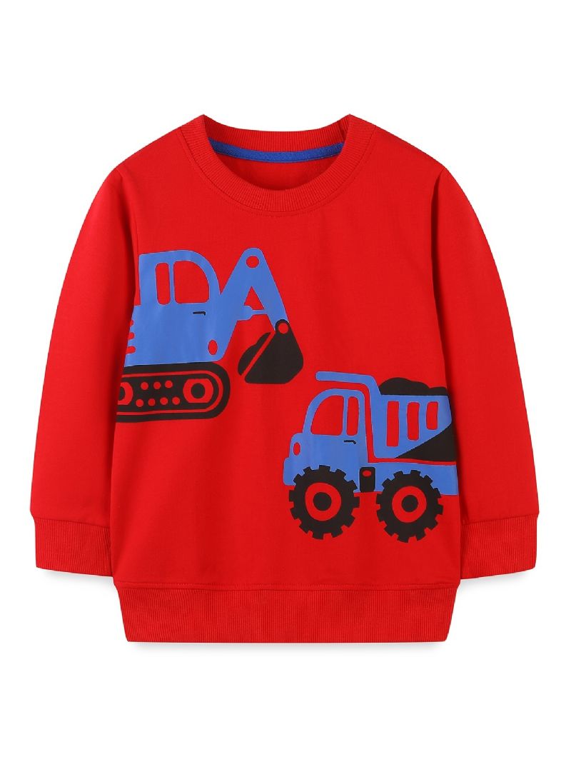 Baby Drenge Pullover Tegnefilm Gravemaskine Grafisk Rundhals Langærmet Sweatshirt Børnetøj