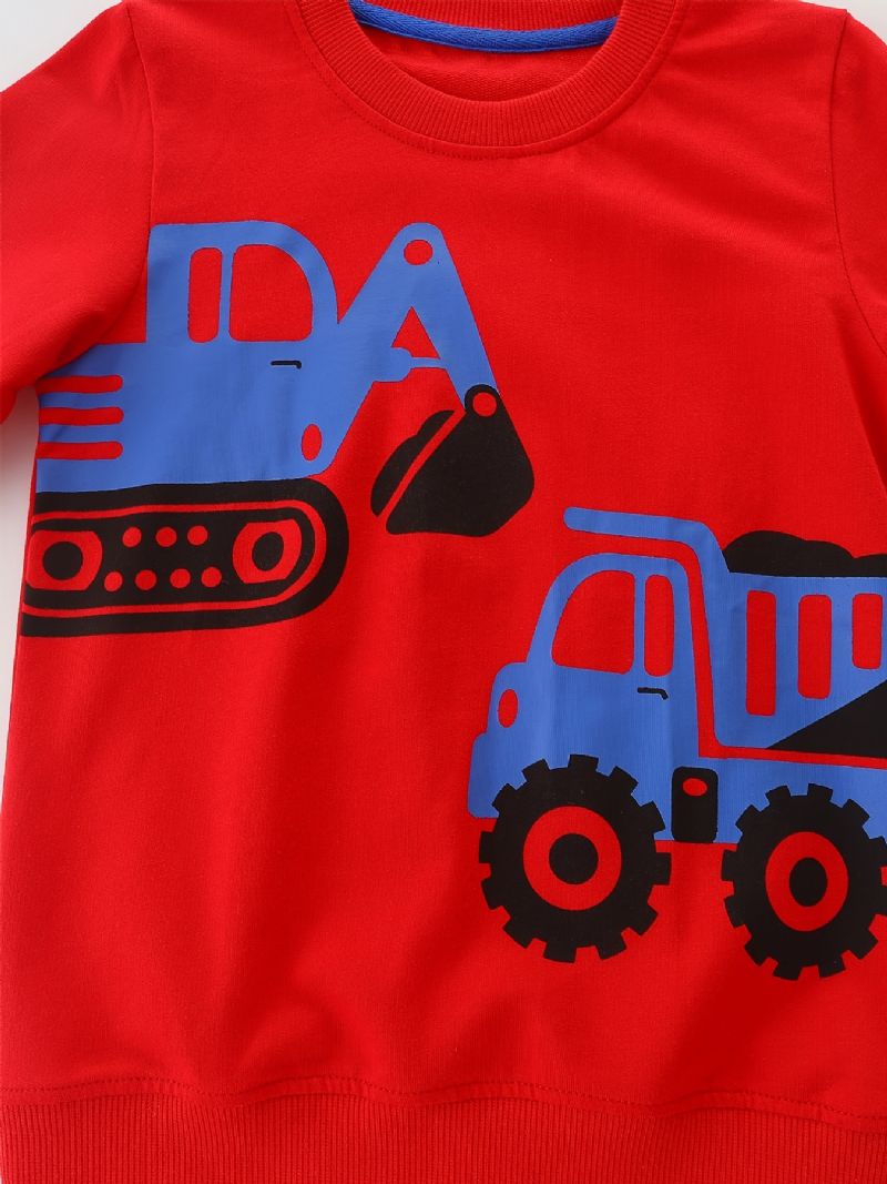 Baby Drenge Pullover Tegnefilm Gravemaskine Grafisk Rundhals Langærmet Sweatshirt Børnetøj