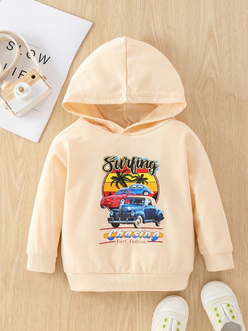 Baby Hættetrøje Tegneserie Bilprint Langærmet Trøje Sweatshirt Til Piger Drenge Børn Tøj