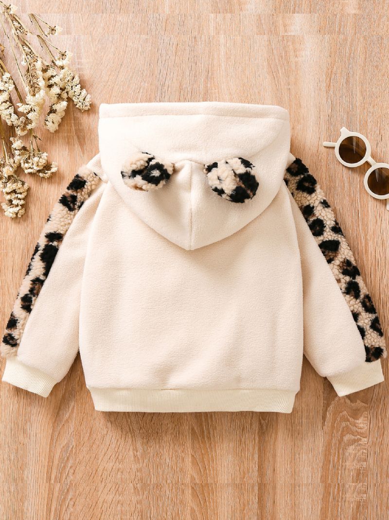 Baby Piger Leopard Ear Hoodie Mama's Bestie Little Print Langærmet Pullover Sweatshirt Børnetøj