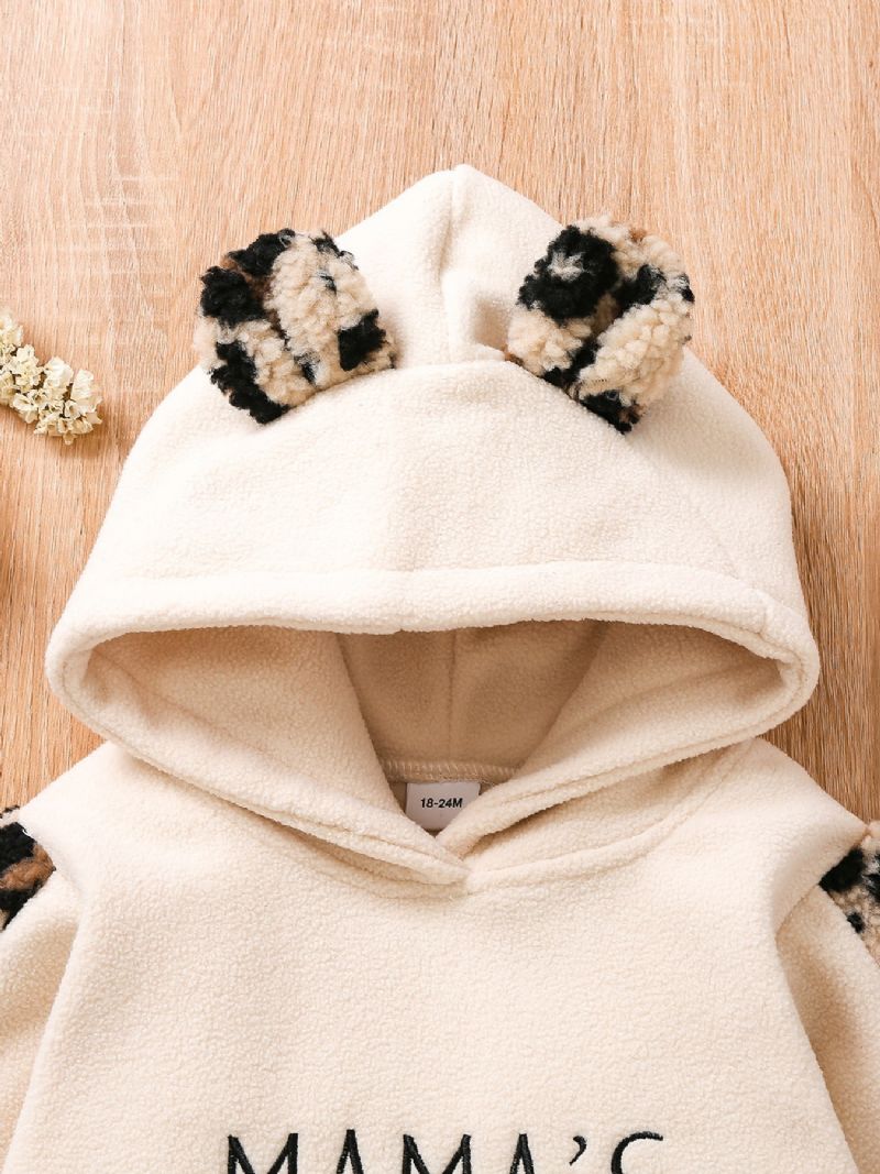 Baby Piger Leopard Ear Hoodie Mama's Bestie Little Print Langærmet Pullover Sweatshirt Børnetøj