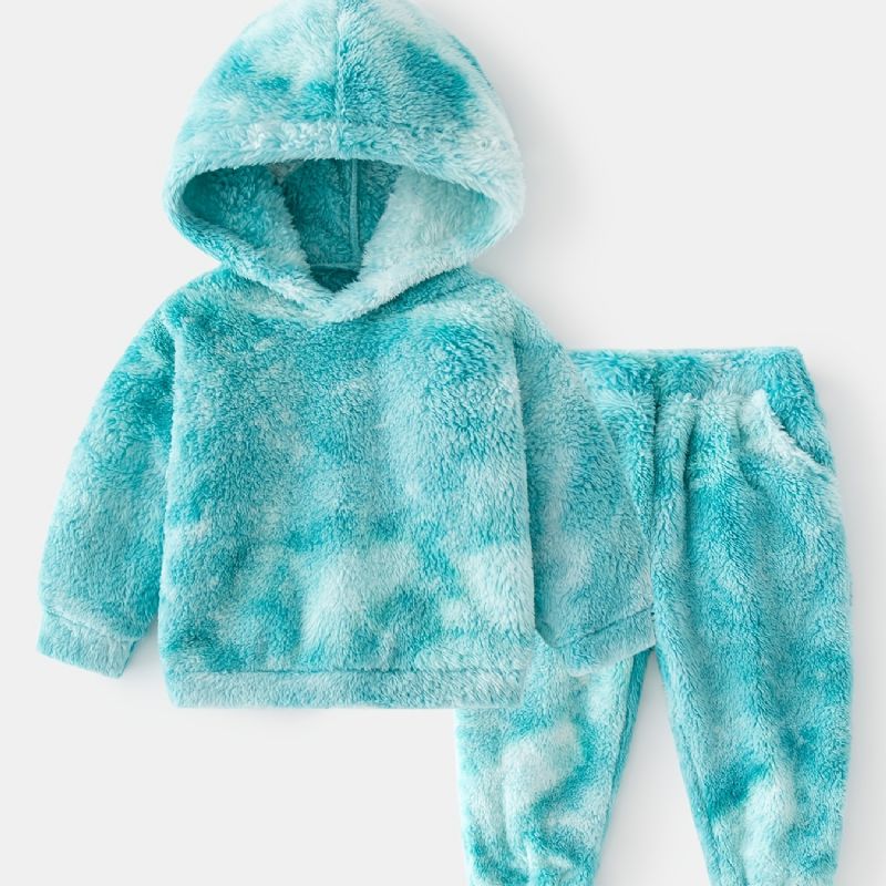 Baby Tie Dye Hættetrøje Plys Varm Sweatshirt Og Bukser Vinter Til Piger Drenge Børnetøj