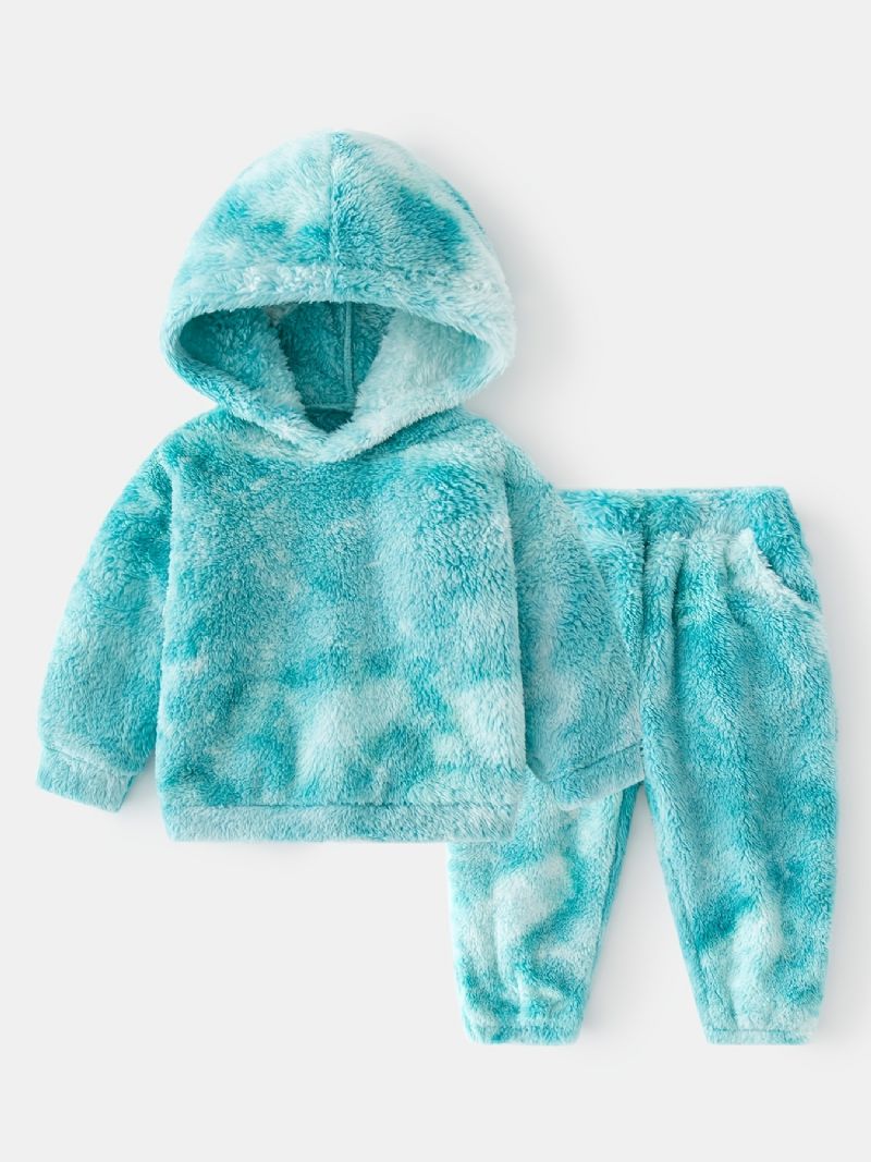 Baby Tie Dye Hættetrøje Plys Varm Sweatshirt Og Bukser Vinter Til Piger Drenge Børnetøj