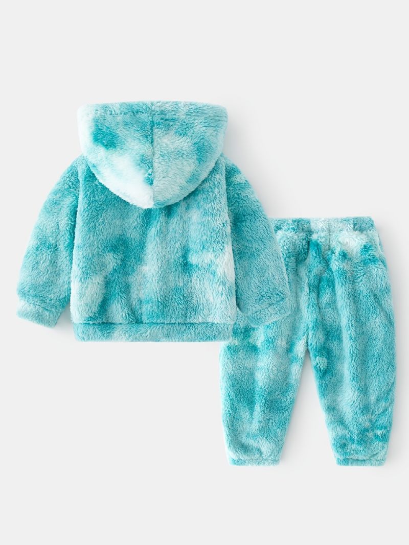 Baby Tie Dye Hættetrøje Plys Varm Sweatshirt Og Bukser Vinter Til Piger Drenge Børnetøj