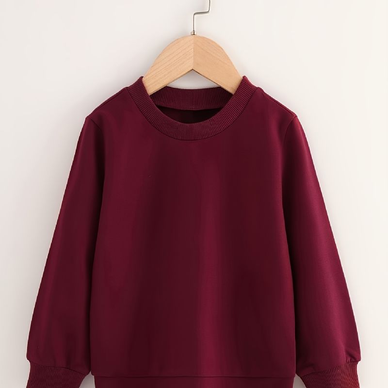 Babypiger Solid Sweatshirt Med Rund Hals Til Efterår Og Vinter Ny