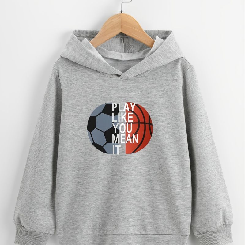 Børn Drenge Basketball Print Hættetrøje Sweatshirt