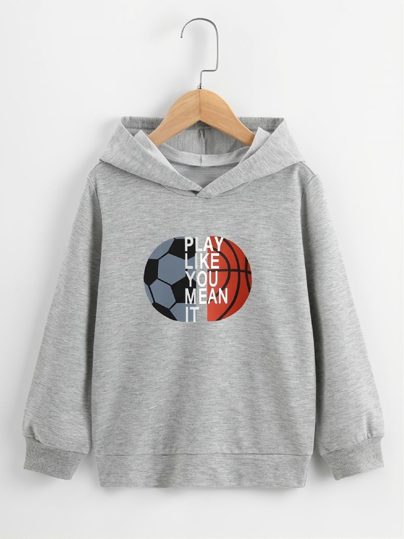 Børn Drenge Basketball Print Hættetrøje Sweatshirt