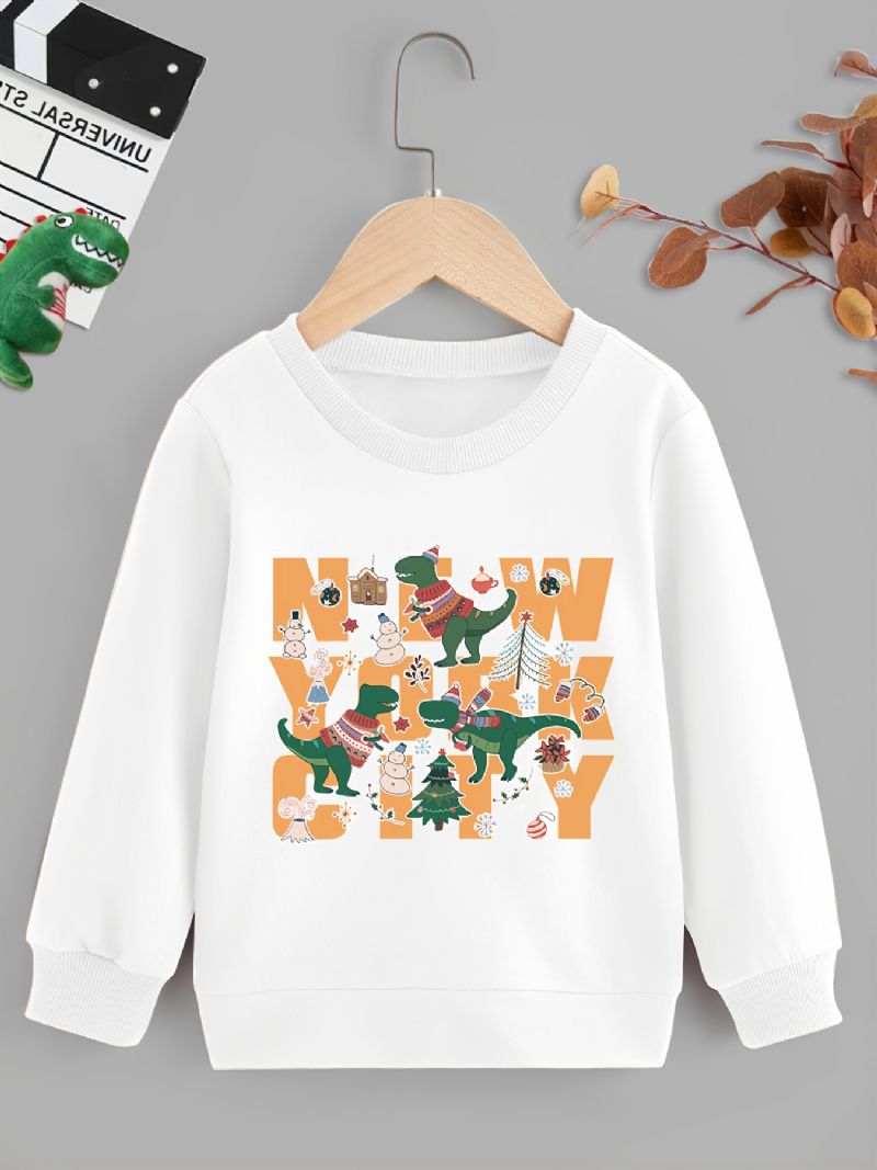 Børn Drenge Dinosaur Print Rundhals Langærmet Sweatshirt