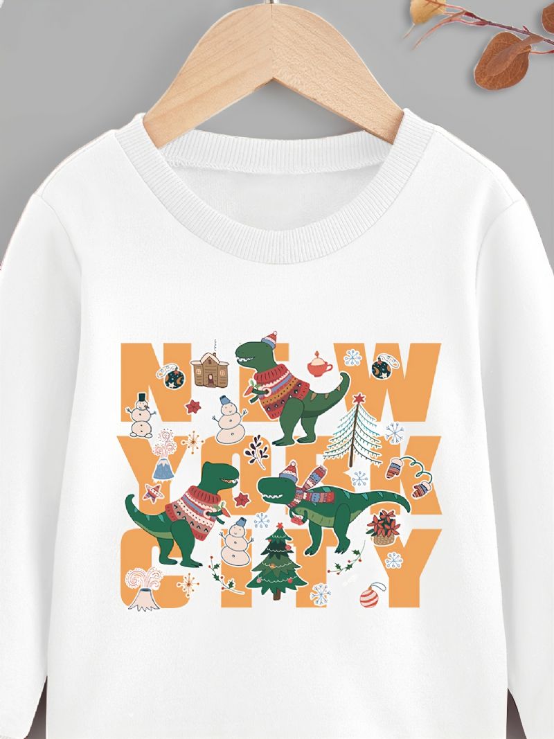 Børn Drenge Dinosaur Print Rundhals Langærmet Sweatshirt