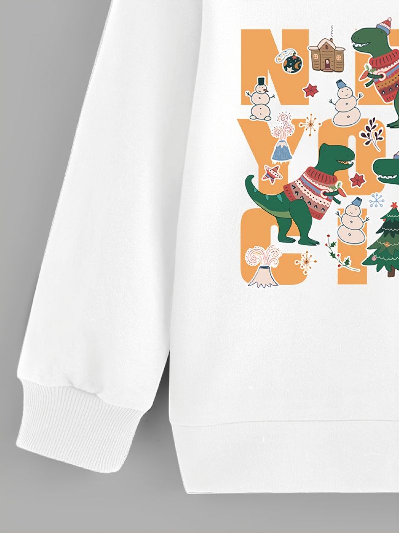 Børn Drenge Dinosaur Print Rundhals Langærmet Sweatshirt