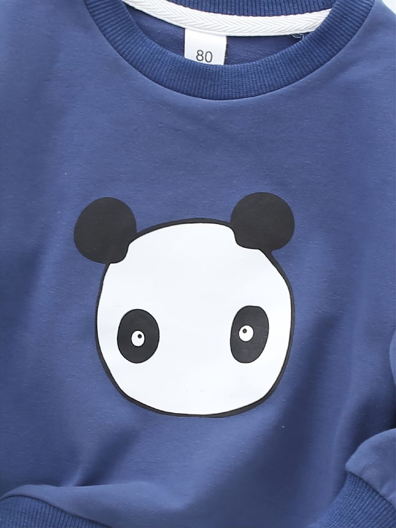 Børn Drenge Piger Print Panda Rundhals Langærmet Sweatshirt Efterår Vinter