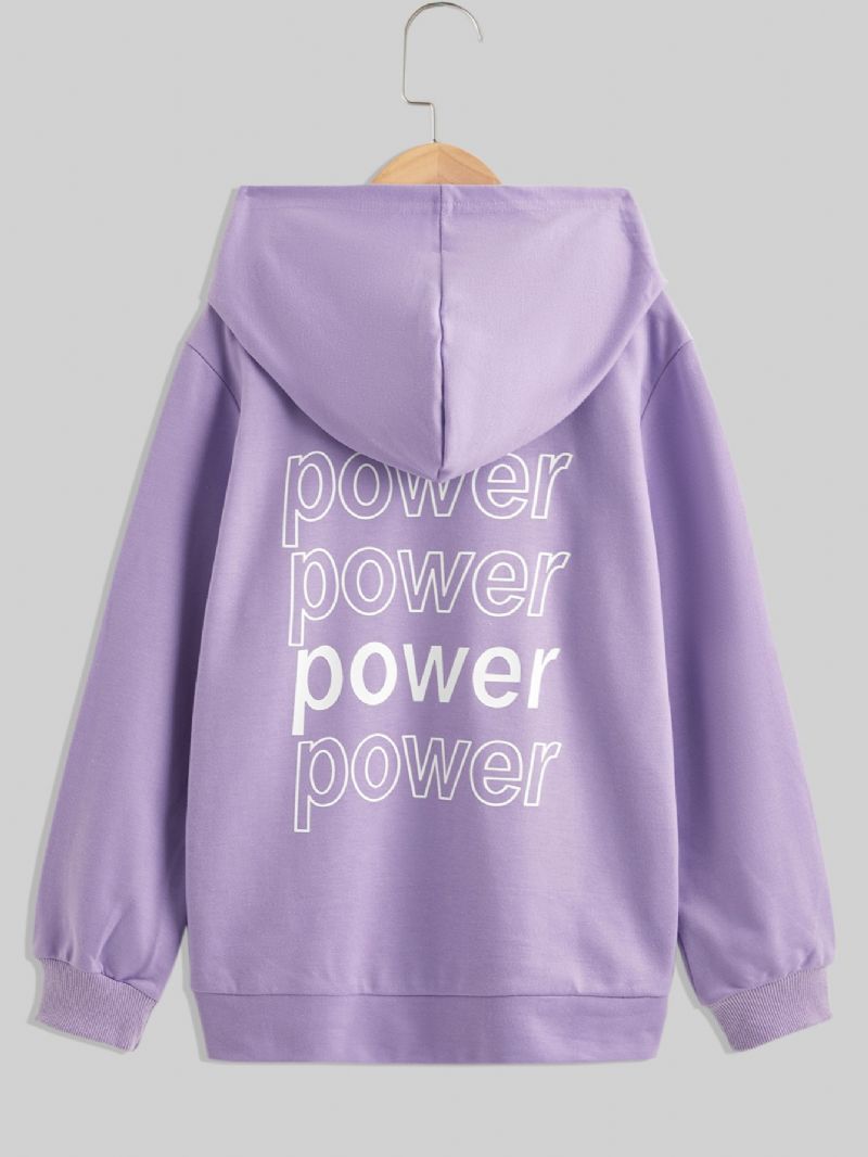 Børn Piger Power Pattern Autumn Solid Langærmet Hoodie Sweatshirt