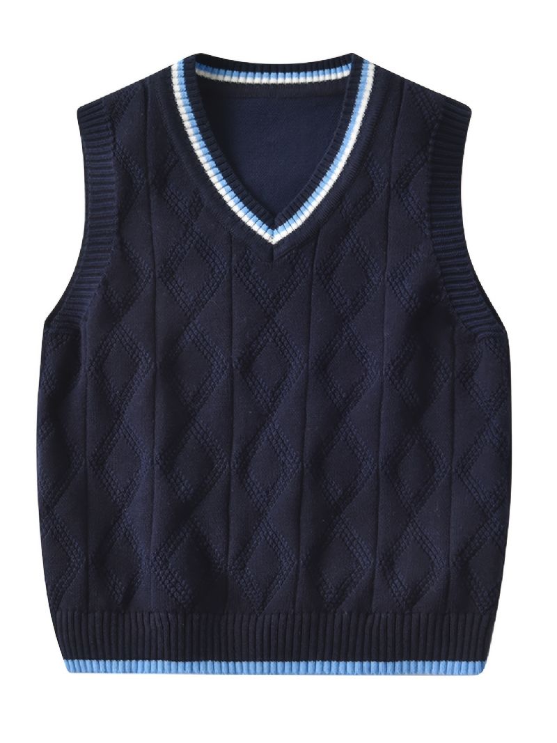 Børne Sweater Vest College Style Dreng Strikket Trøje