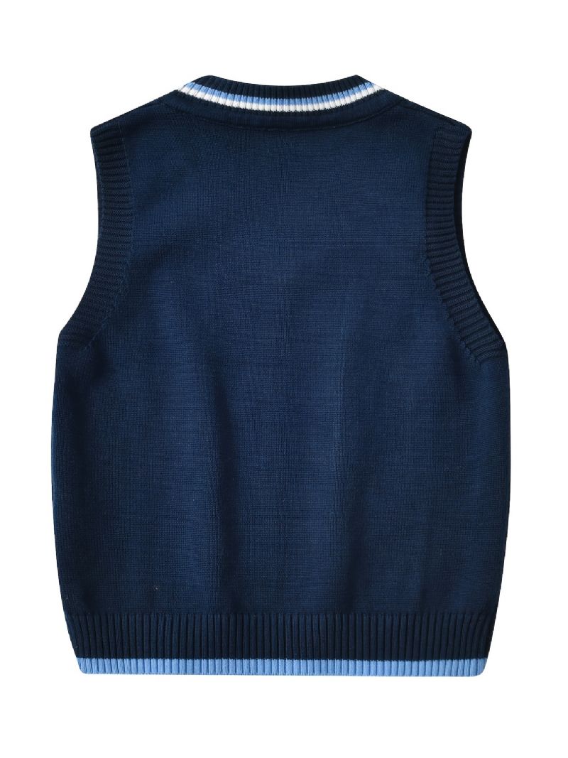 Børne Sweater Vest College Style Dreng Strikket Trøje