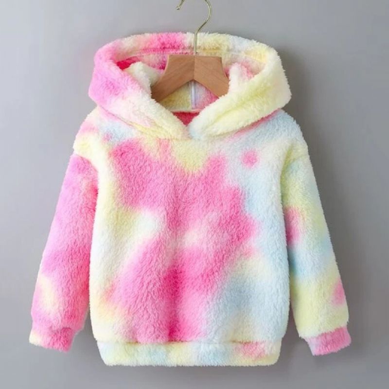 Børne Tie Dye Fleece Hættetrøje Efterår & Vinter Børnetøj