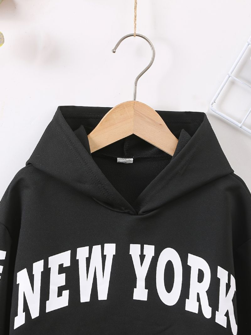 Børnepiger Crop Hoodie Brevtryk Langærmet Pullover Sweatshirt Børnetøj