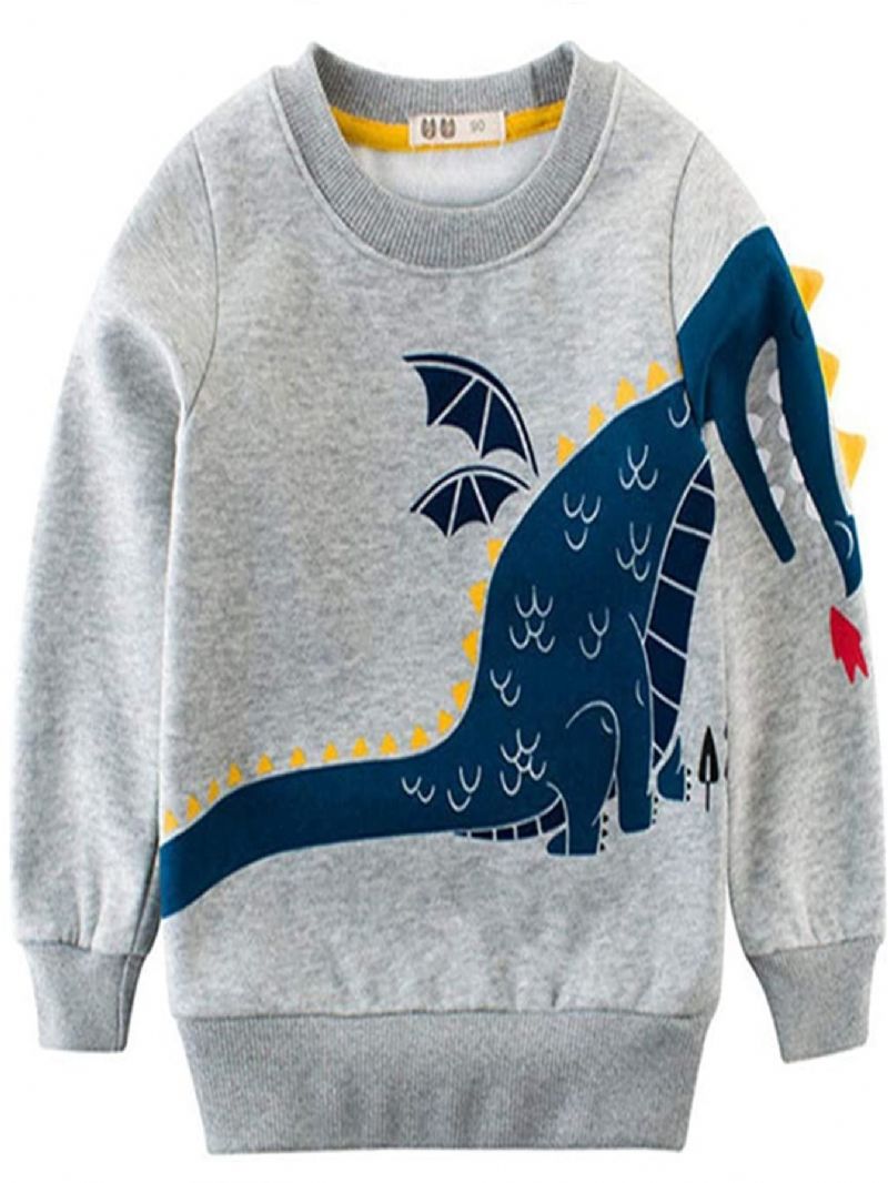 Drenge Dinosaur Print Langærmet Crew Neck Sweatshirt Børnetøj