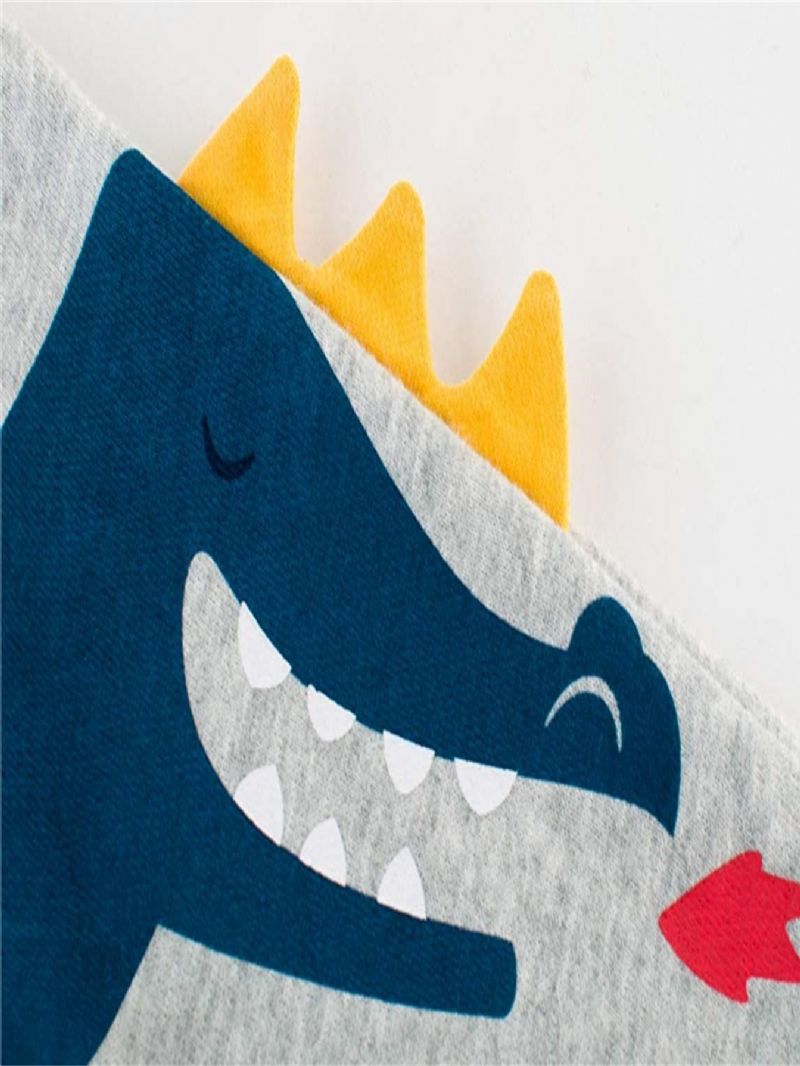 Drenge Dinosaur Print Langærmet Crew Neck Sweatshirt Børnetøj