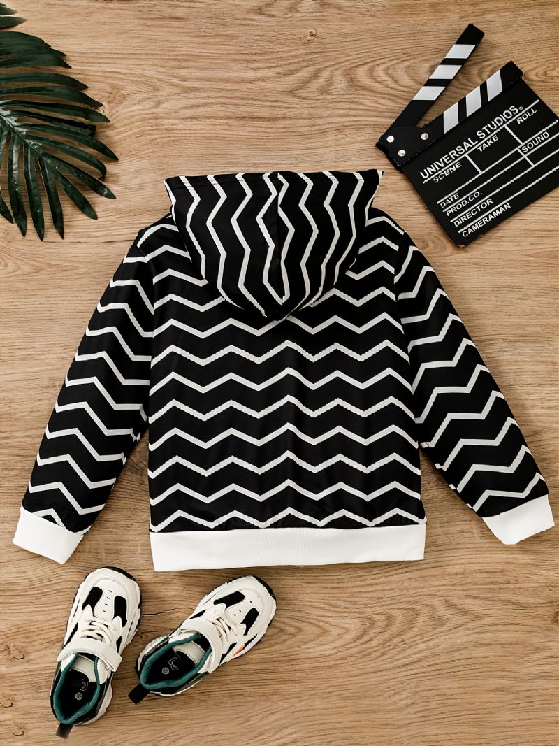 Drenge Afslappet Brevtryk Stribet Design Polyester Sweatshirt