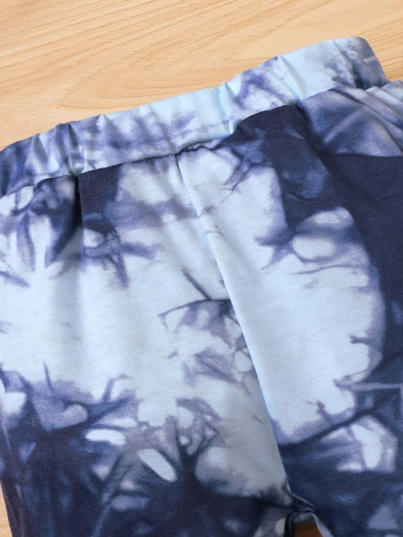 Drenge Casual Letter Print Tie-dye Bomuldshættetrøje Med Rund Hals