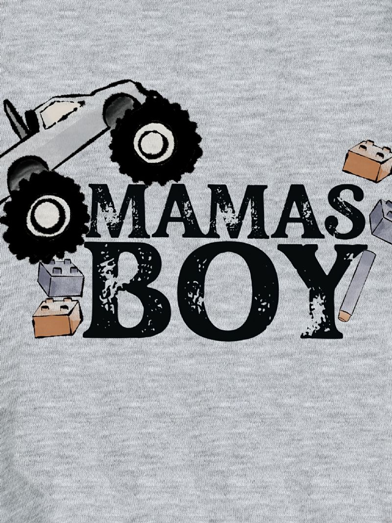 Drenge Casual Simple Pullover Sweatshirt Med Mamas Cartoon Car Print Til Vinter