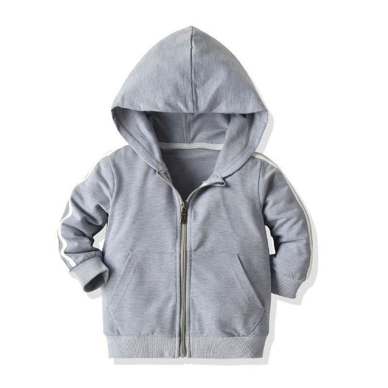 Drenge Casual Solgt Zip Up Hoodie Langærmet Hættetrøje Med Lomme