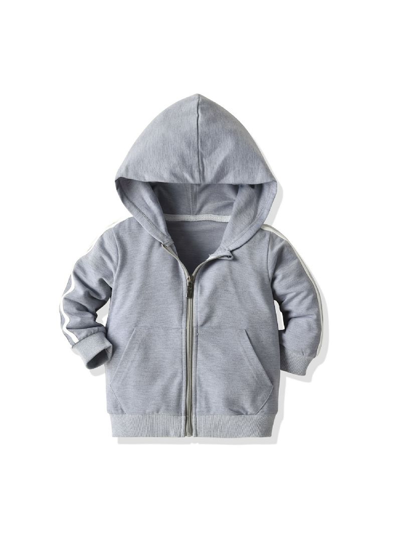 Drenge Casual Solgt Zip Up Hoodie Langærmet Hættetrøje Med Lomme