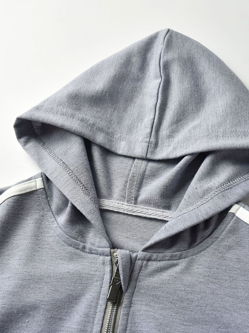 Drenge Casual Solgt Zip Up Hoodie Langærmet Hættetrøje Med Lomme