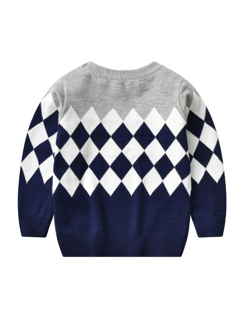 Drenge Causal Strikket Argyle Plaid Pullover Sweater Til Vinter