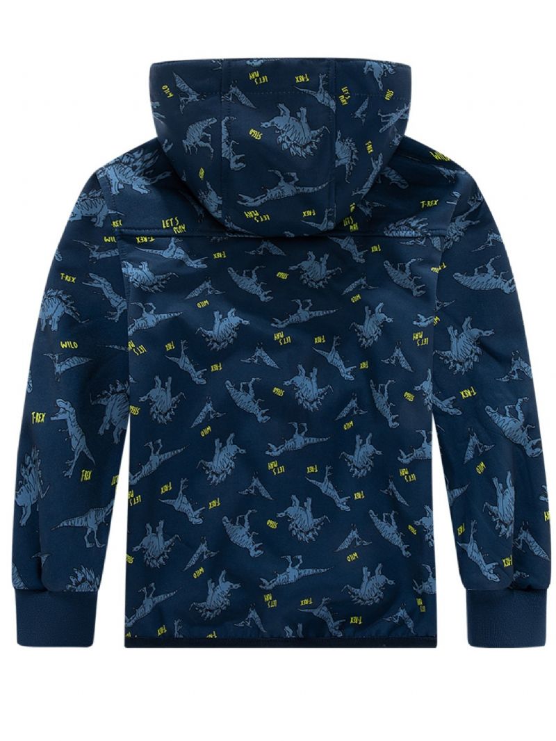 Drenge Dinosaur Print Hætte Thermal Windbreaker Jakke