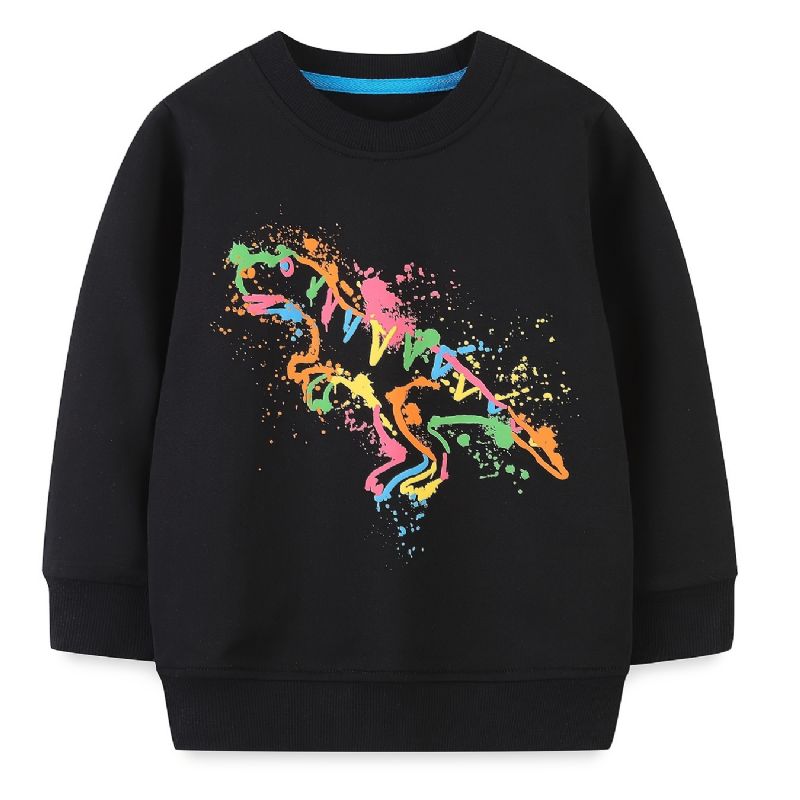 Drenge Dinosaur Print Pullover Rundhals Langærmet Sweatshirt