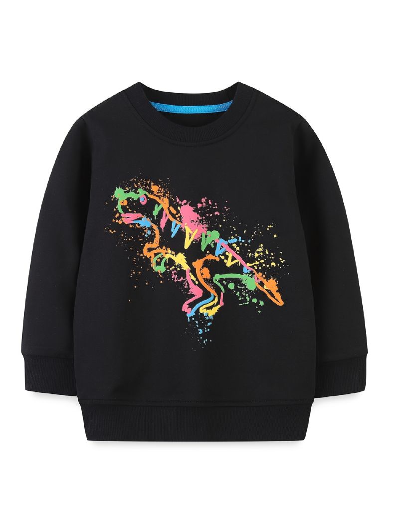 Drenge Dinosaur Print Pullover Rundhals Langærmet Sweatshirt