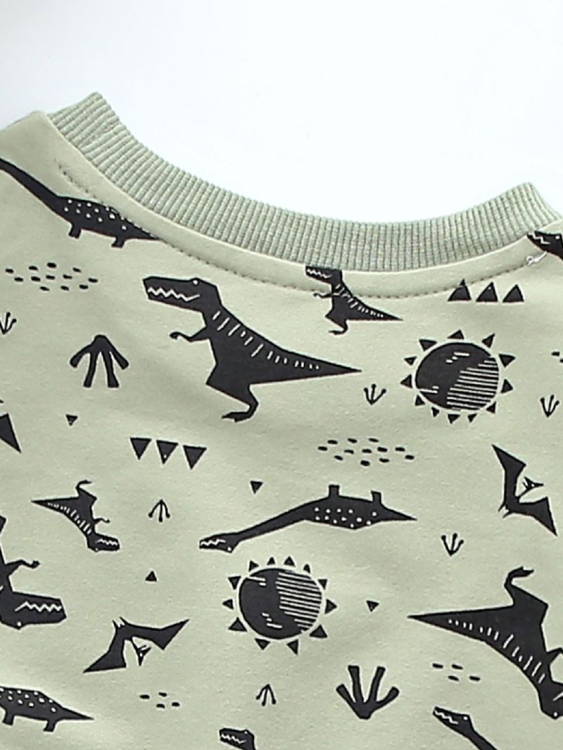 Drenge Full Print Dinosaur Sweatshirt Børne Rundhalset Efterår Vinter