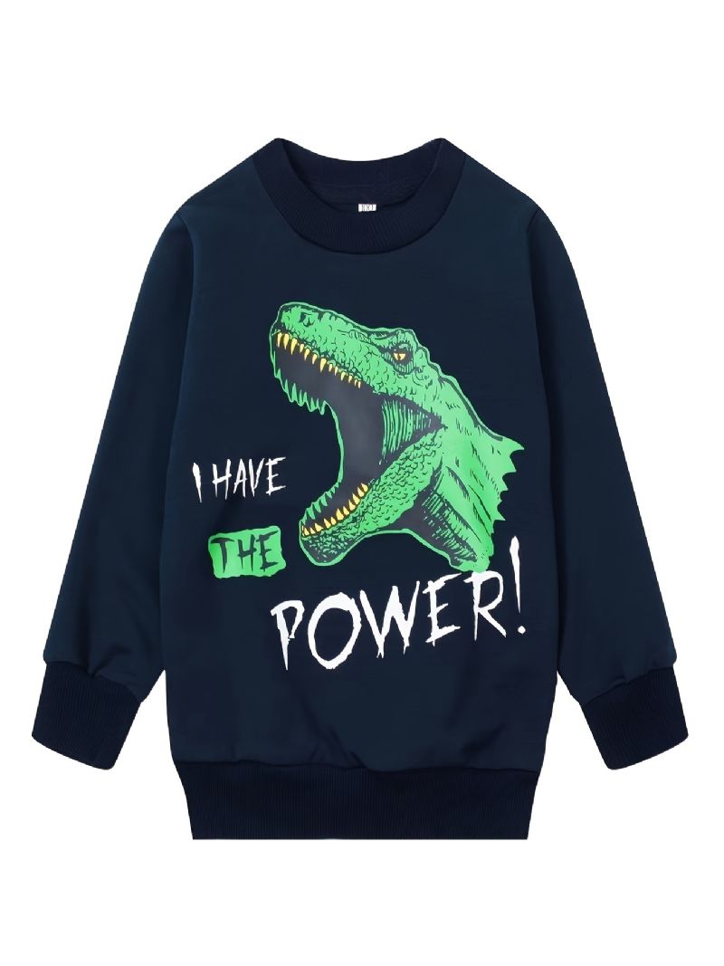 Drenge I Have The Power Dinosaur Rundhalset Langærmet Sweatshirt