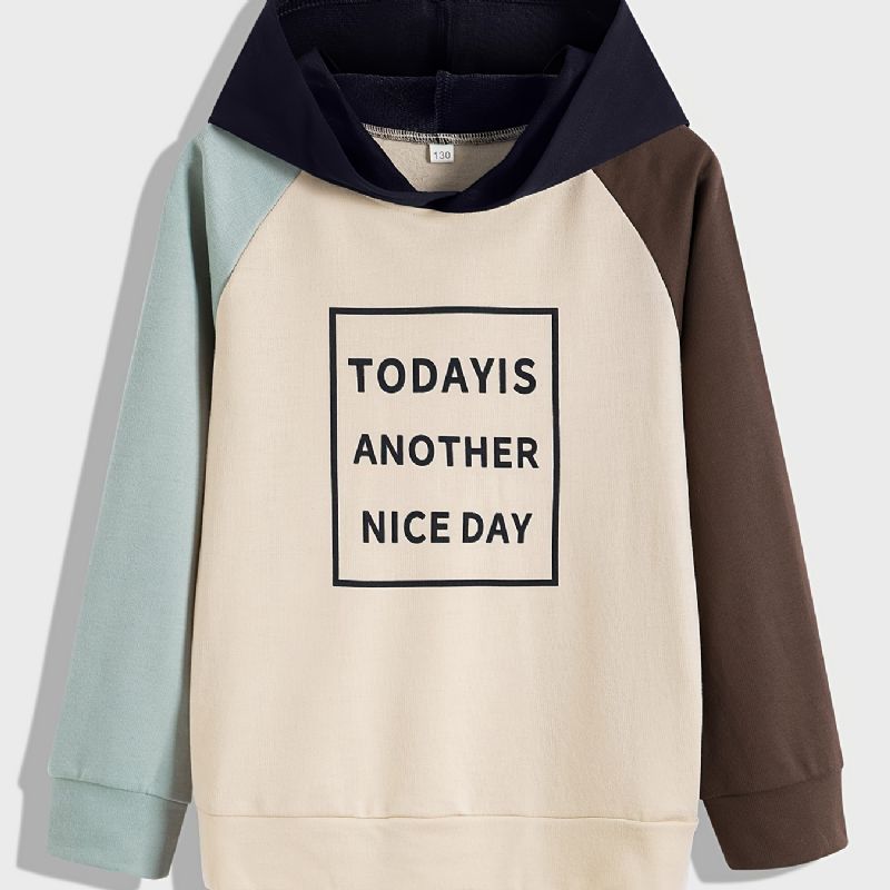 Drenge Letter Colorblock Hættetrøje Sweatshirt Autumn Winter