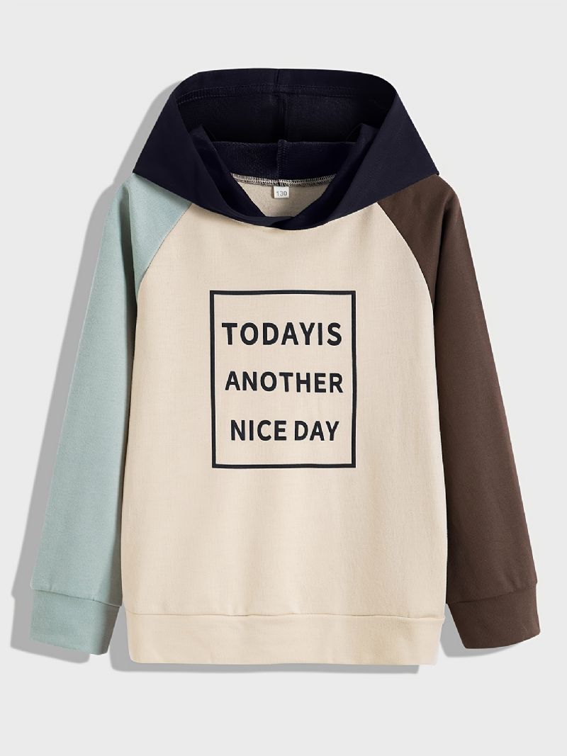 Drenge Letter Colorblock Hættetrøje Sweatshirt Autumn Winter