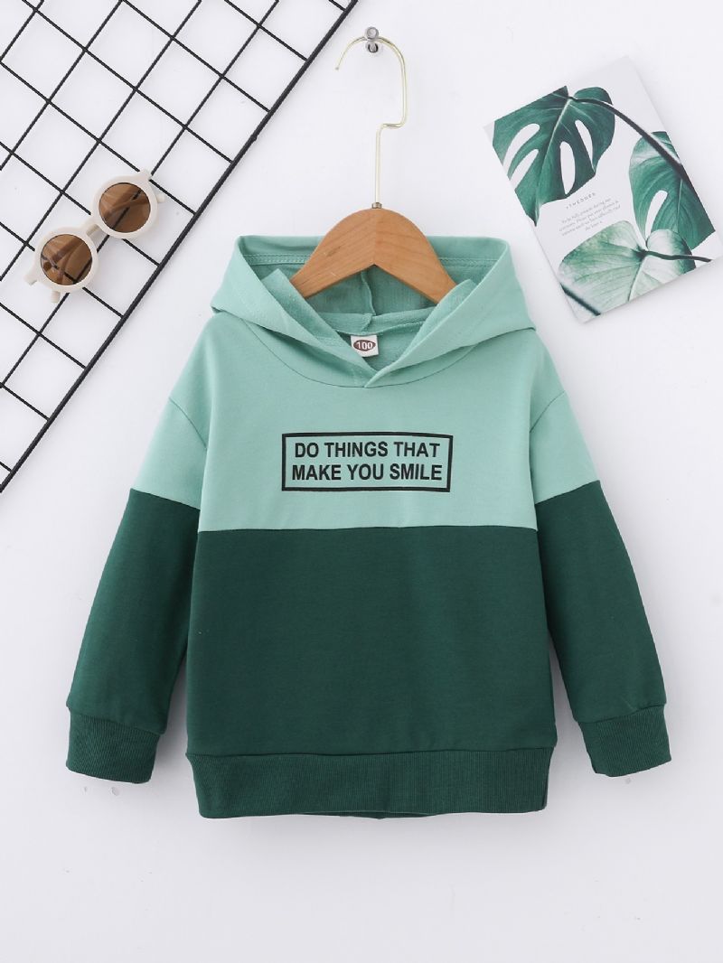 Drenge Mode Contrast Sweatshirt Med Hætte