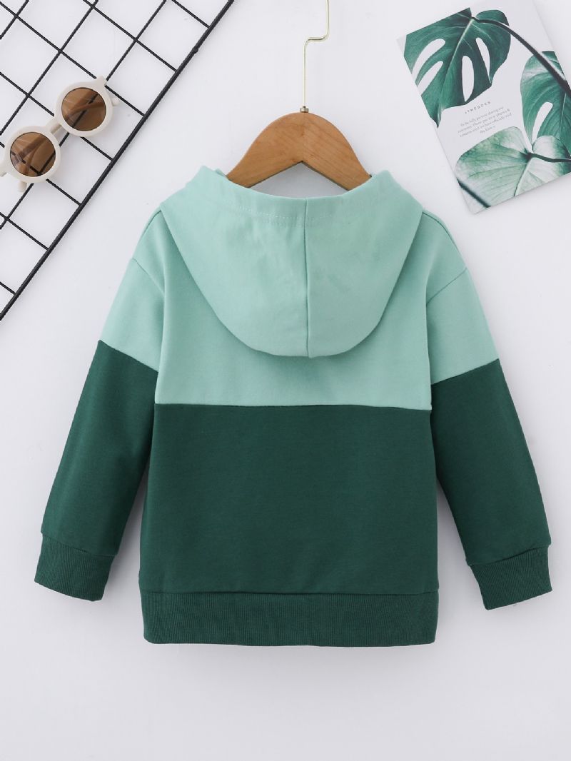 Drenge Mode Contrast Sweatshirt Med Hætte