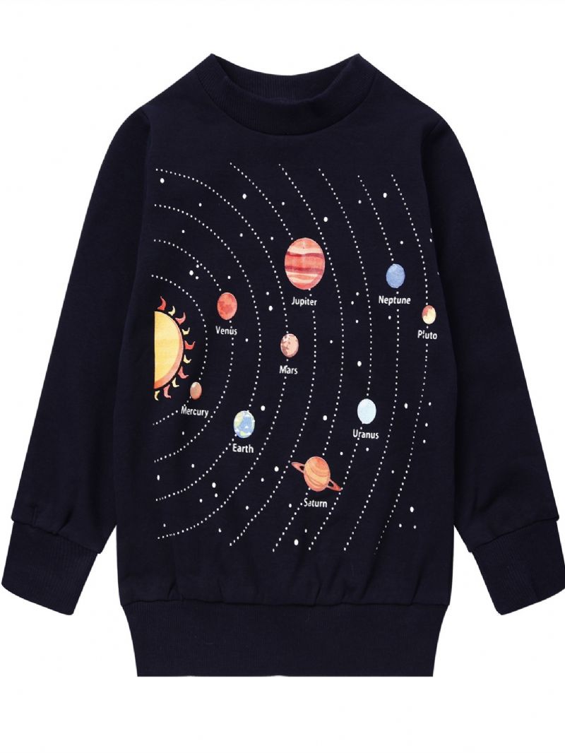 Drenge Planet Graphic Print Langærmet Sweatshirt