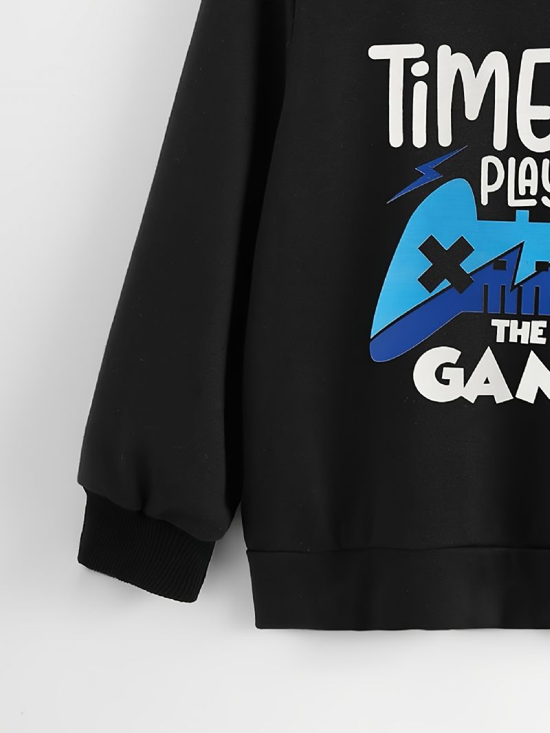 Drenge Time To Game Print Pullover Sweatshirt Casual Rundhals Langærmede Termo Overdele Til Vinter