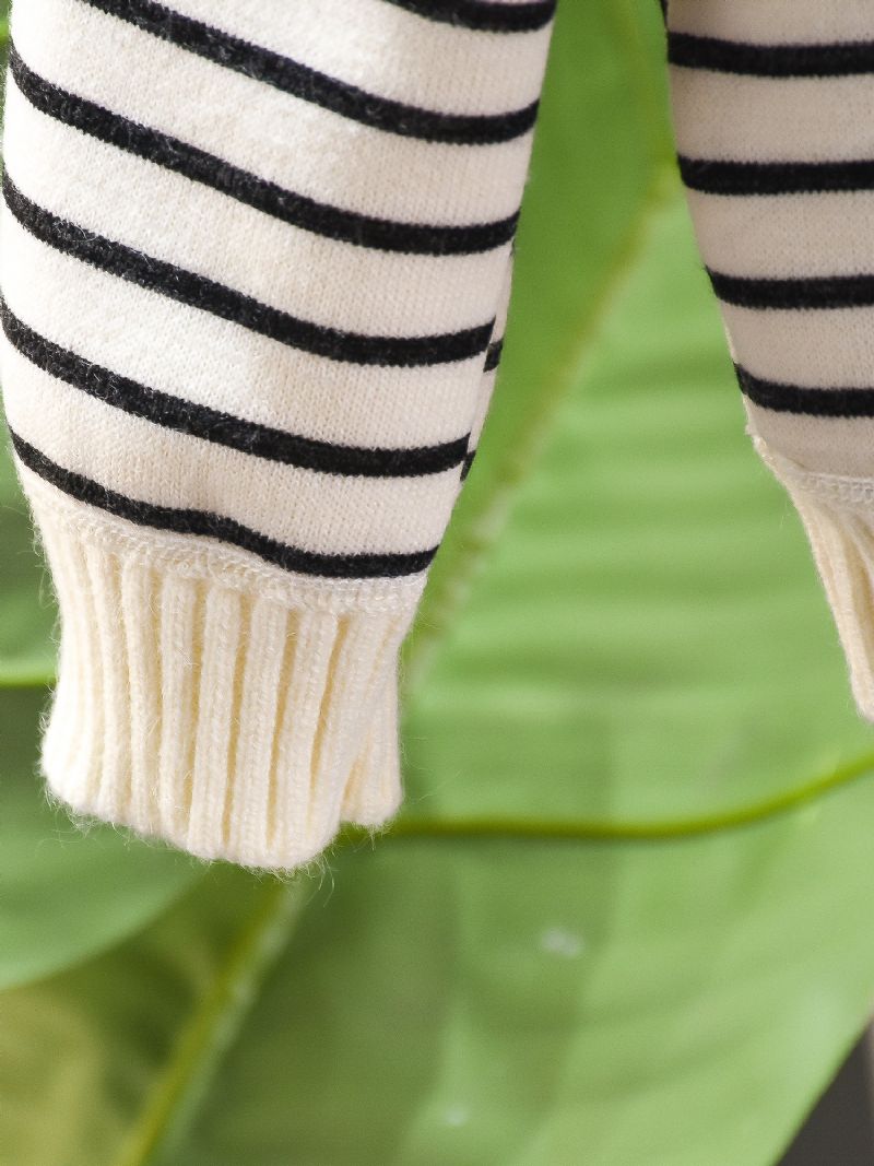 Efterår Og Vinter Drenges Afslappede Rullekrave Stribet Sweater