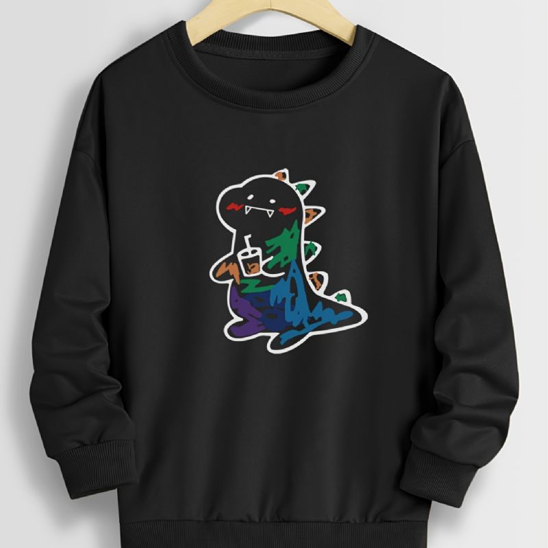 Efterår Vinter Drenge 'casual Dinosaur Print Rund Hals Sweatshirt