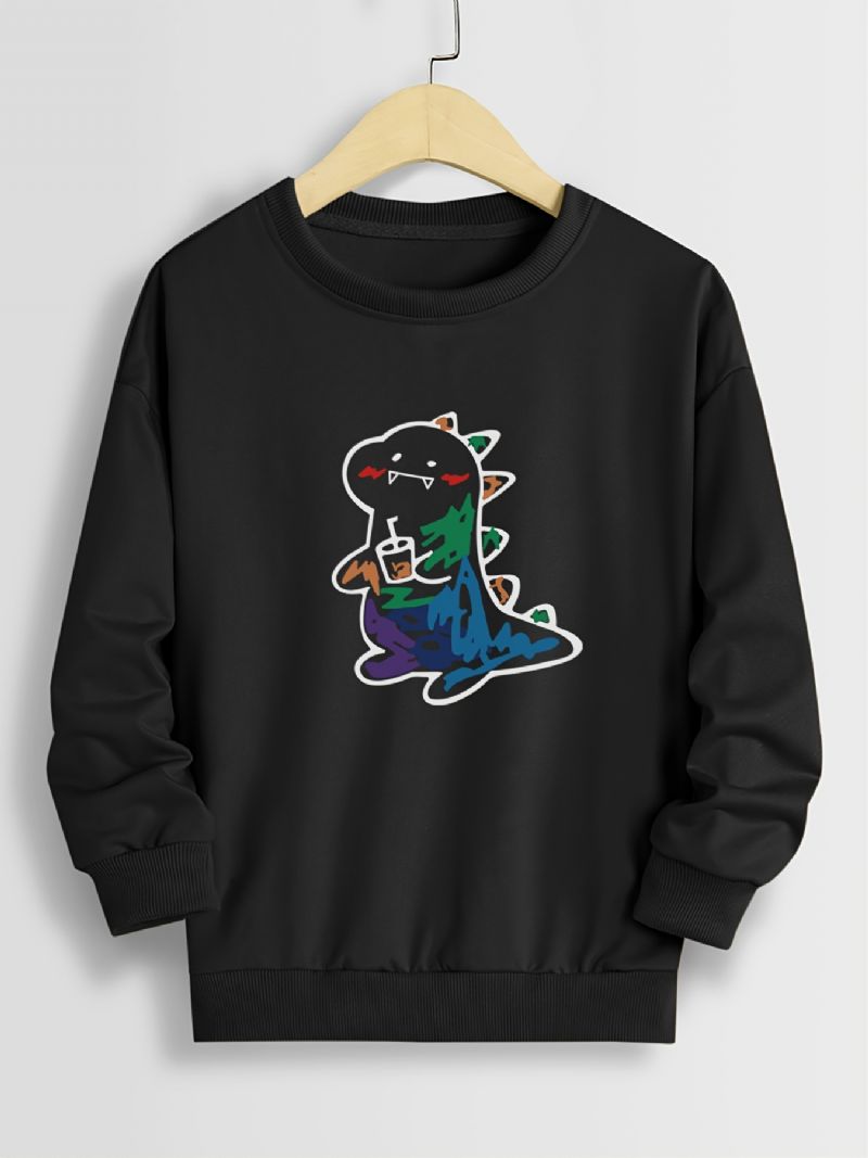 Efterår Vinter Drenge 'casual Dinosaur Print Rund Hals Sweatshirt