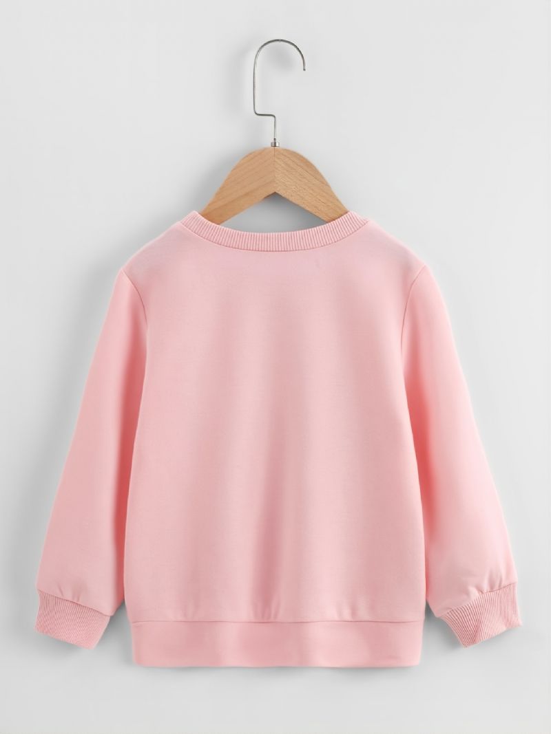 Efterår Vinter Nye Børn Piger Drenge Ensfarvet Åndbar Mode Rund Hals Afslappet Sweatshirt Pink