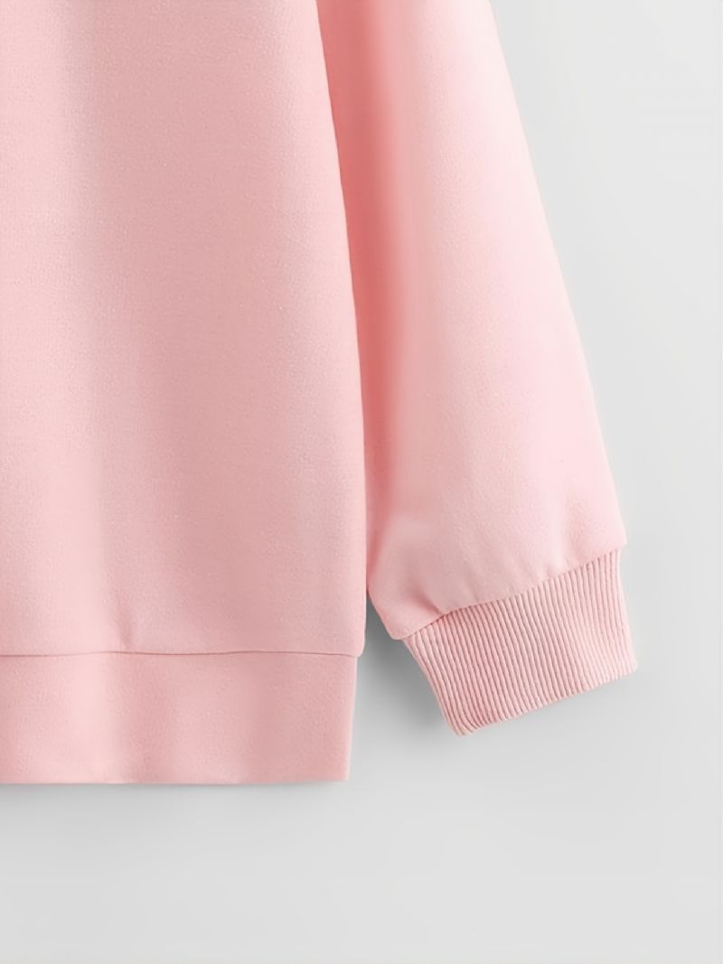 Efterår Vinter Nye Børn Piger Drenge Ensfarvet Åndbar Mode Rund Hals Afslappet Sweatshirt Pink