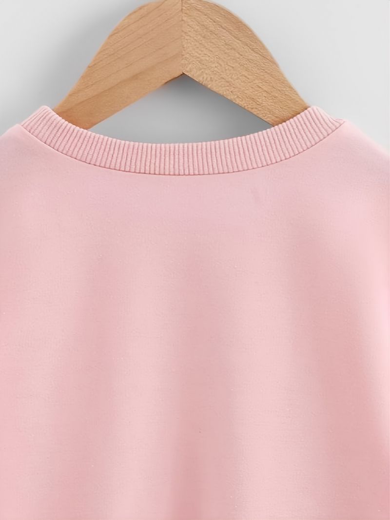 Efterår Vinter Nye Børn Piger Drenge Ensfarvet Åndbar Mode Rund Hals Afslappet Sweatshirt Pink